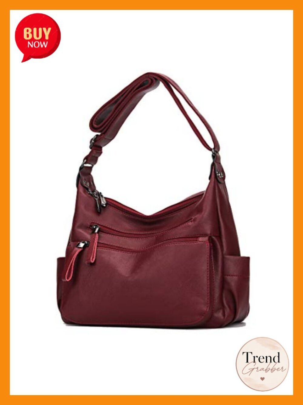 Women's Hobo Crossbody Bag Soft PU Leather Handbag Multi Pocket Shoulder Tote